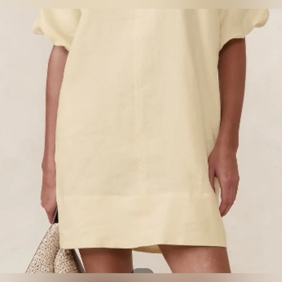 BR Banana Republic logo Livia Linen Mini Dress Butter Yellow NWT Small  Petite